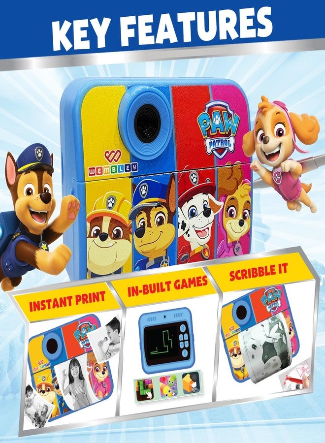 Wembley DIY Instant Print Digital Camera for Kids 3+| Includes Print Rolls, 4GB SD Card & Strap| Fun Birthday Gift for Boys & Girls (Paw Patrol Theme) - Image 5